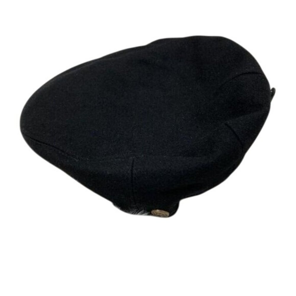 Epoch Black Wool Cabbie Hat With Plaid Lining Classic Flat Cap Design